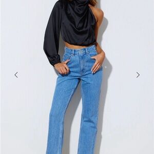 Hello Molly Black One-Shoulder Blouse